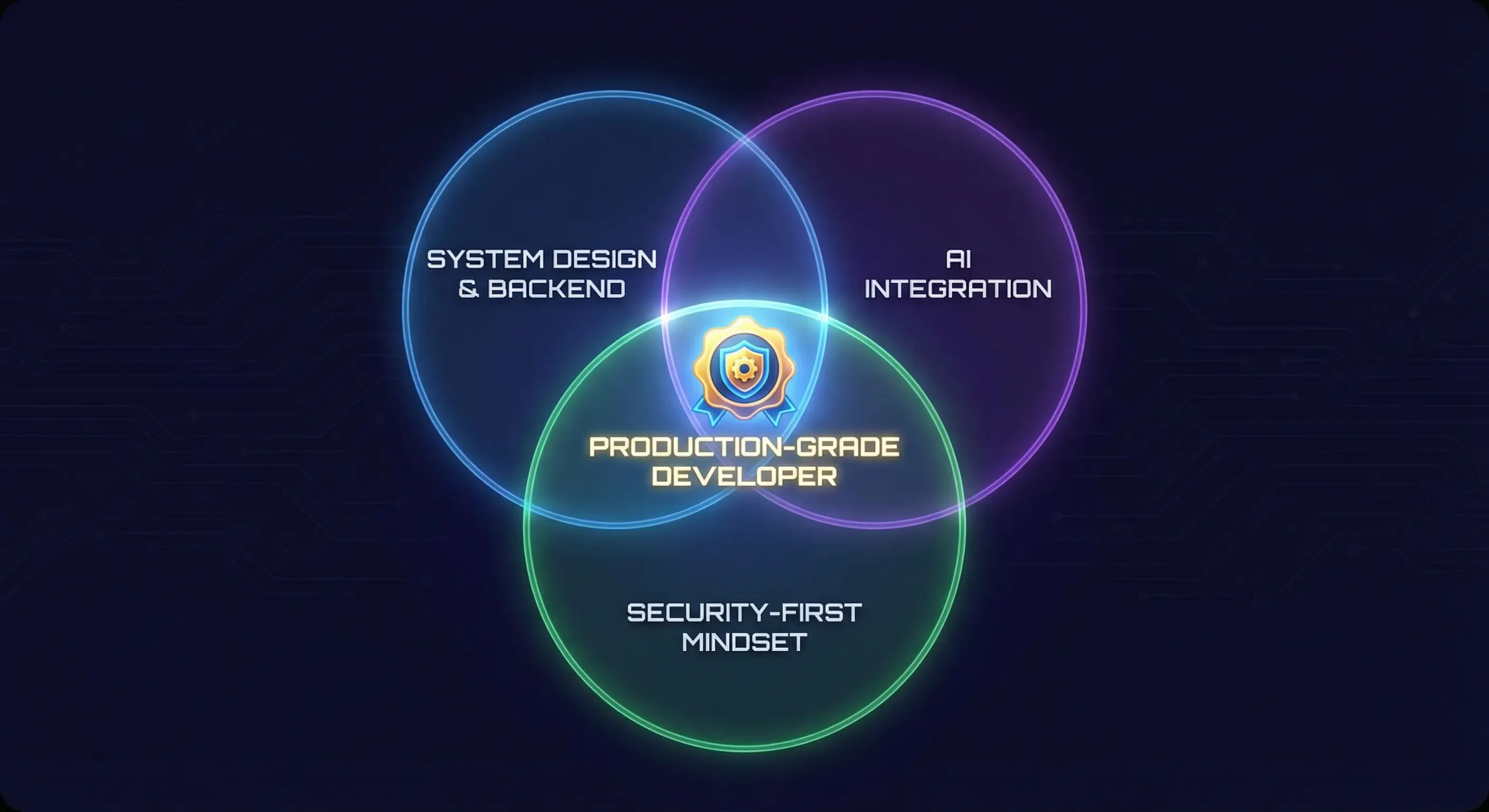Venn diagram showing the convergence of System Design, AI Integration, and Security