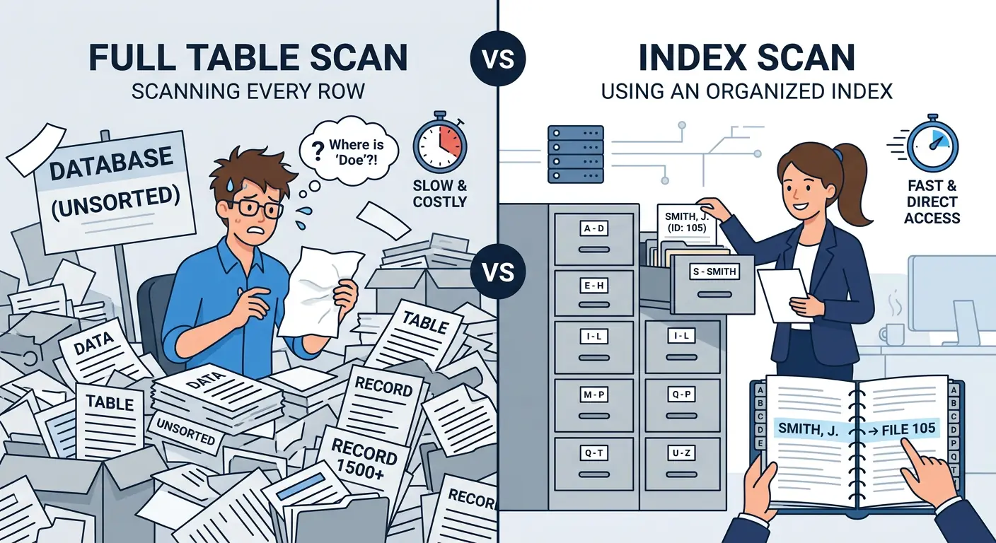 Comparison of Full Table Scan vs Index Scan