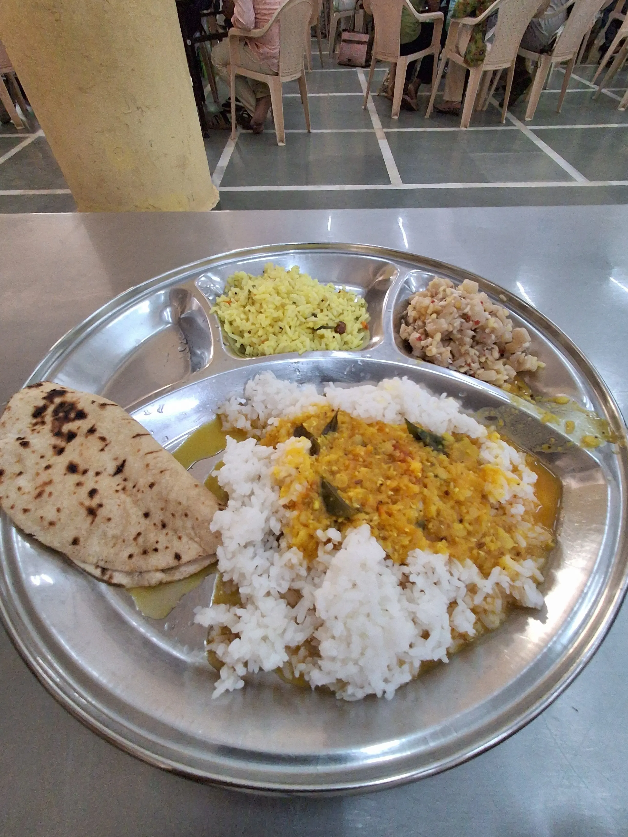 Traditional Indian thali lunch at the cafeteria