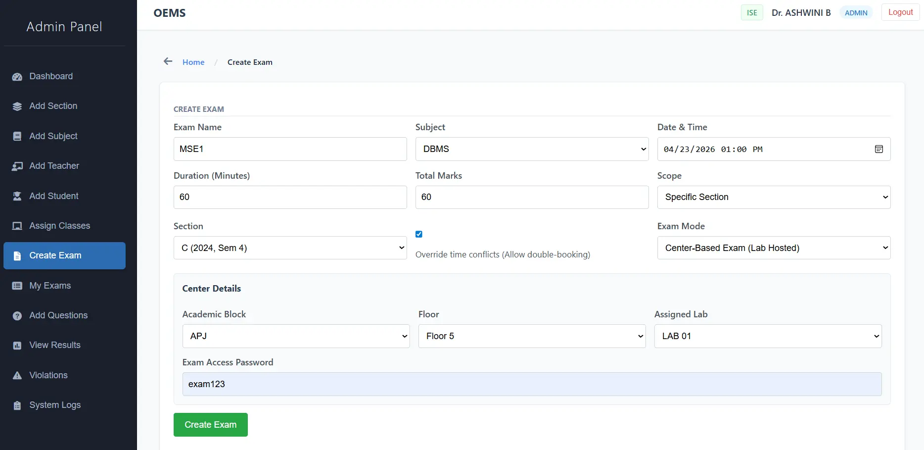 Secure Exam Interface
