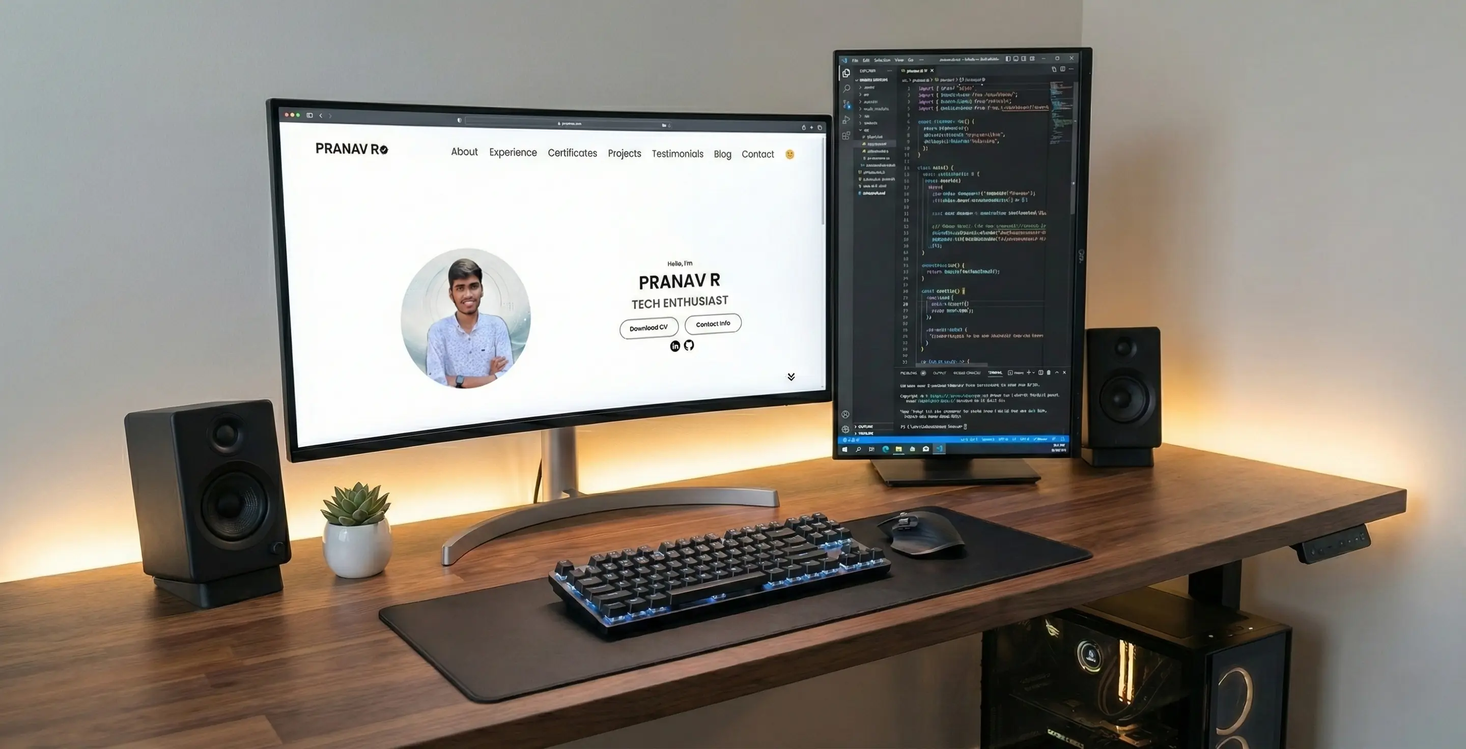 Promotional banner for Pranav R's personal portfolio website