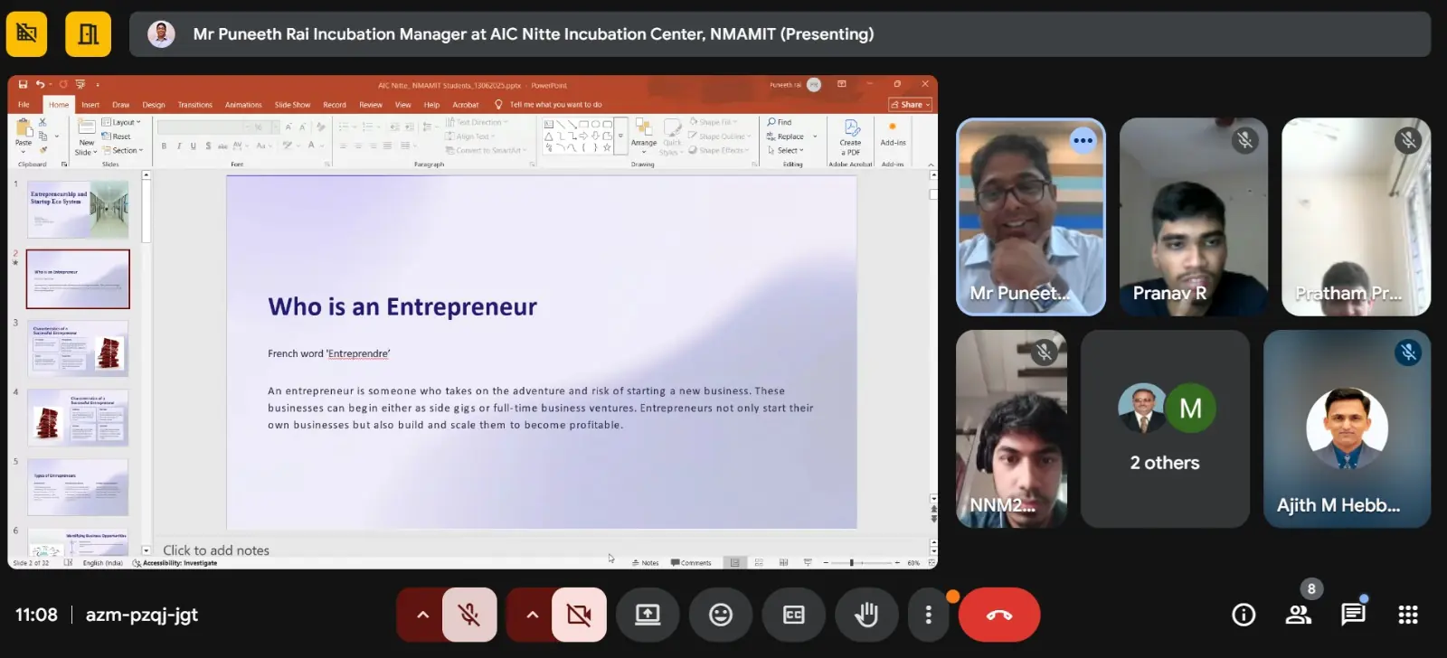 Startup Ecosystems Google Meet Session