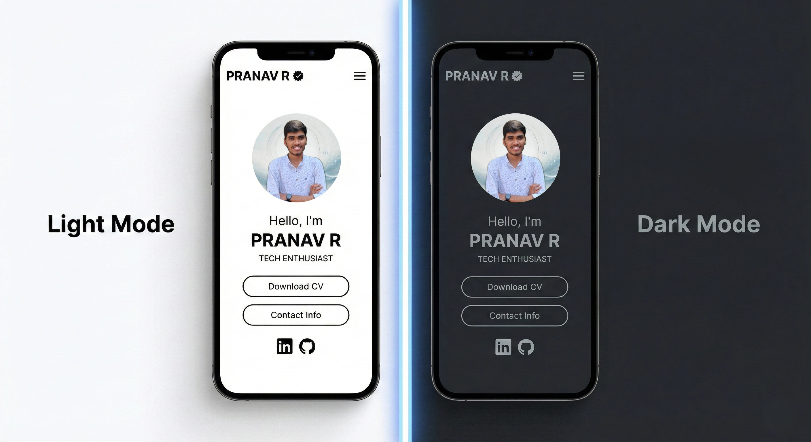 Comparison of a UI in light mode versus a well-designed dark mode, showing desaturated colors