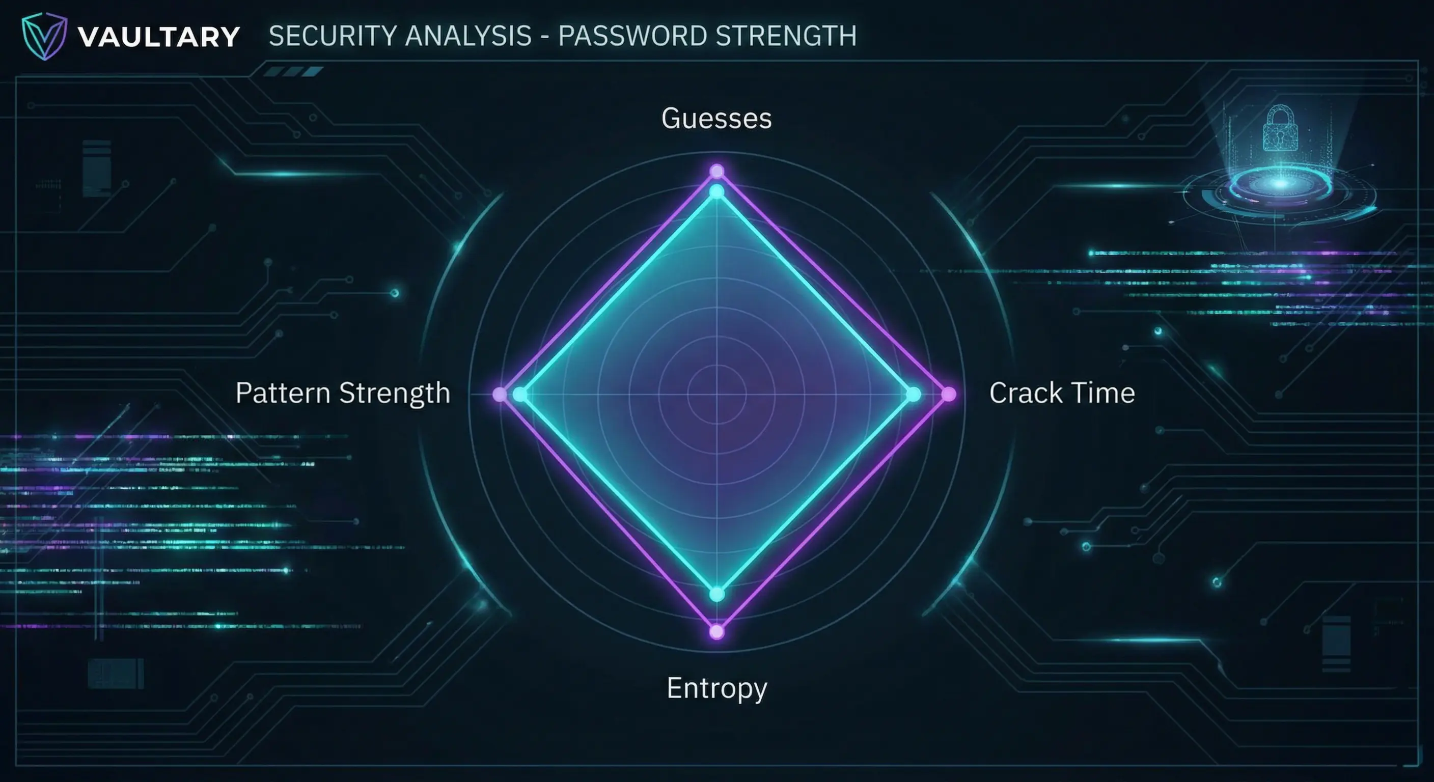 Sleek, high-tech radar chart displaying cybersecurity metrics