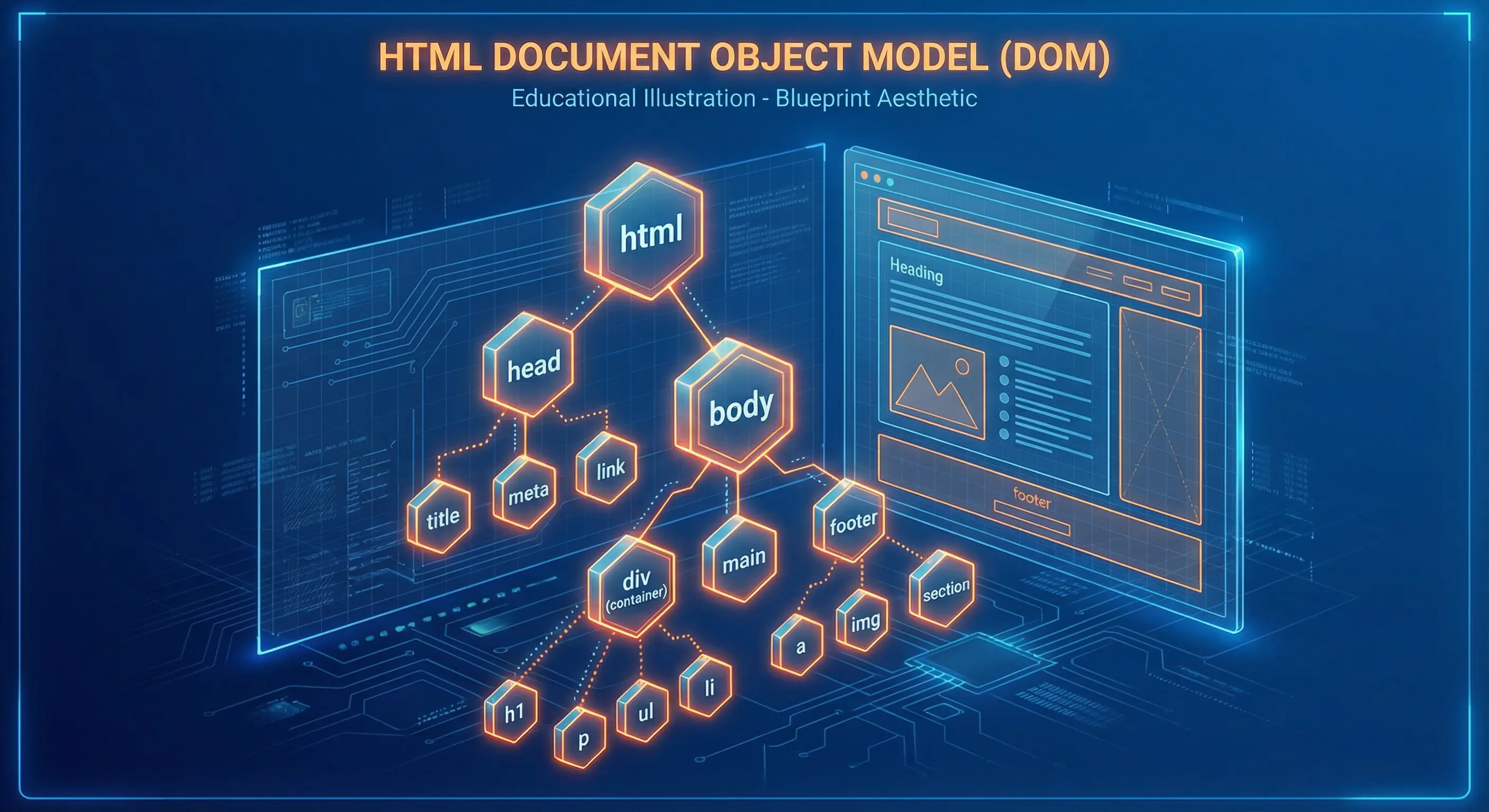 Visualization of the Document Object Model (DOM) tree structure
